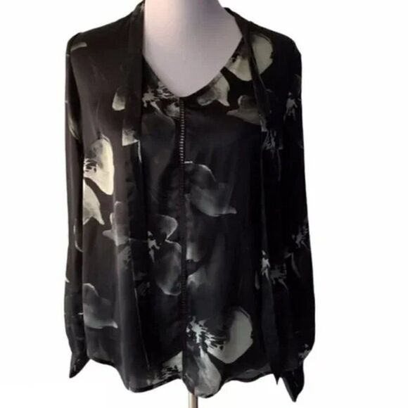 Matty M Black Floral Top size S - Picture 1 of 7